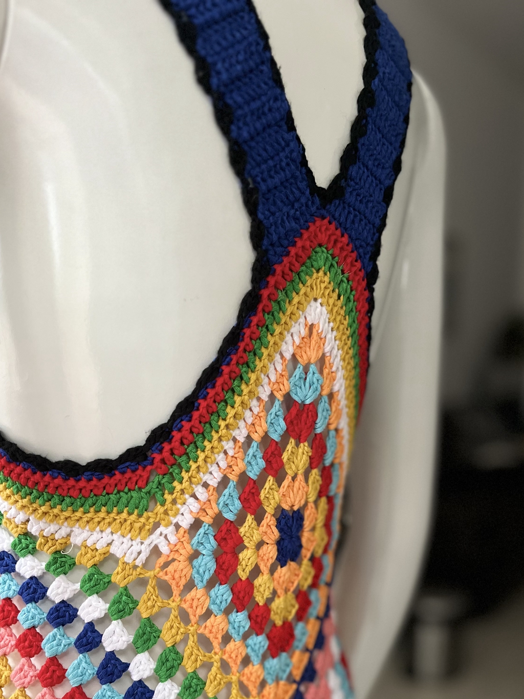 Robe Maxi en Crochet Faite à la Main pour Femme, Style Boho, Colorée, Dos Nageur, Sexy, Cover-Up, Longue Robe Bora en Tricot, Vêtements de Vacances, Été