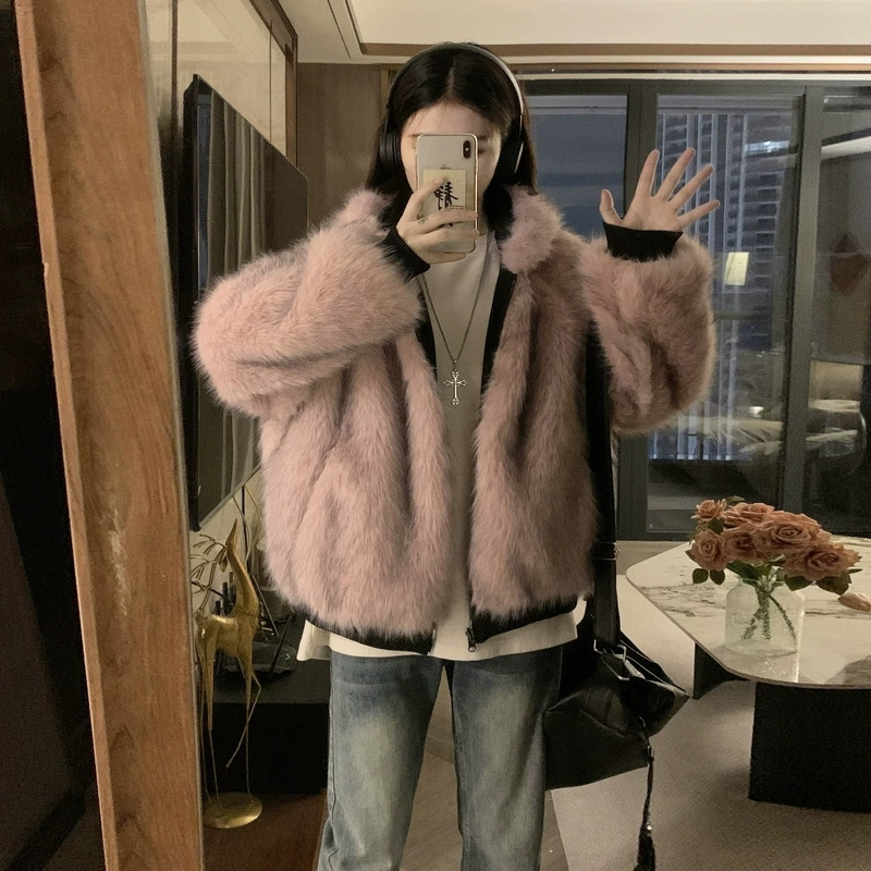 Manteau d'hiver double face pour femmes, vêtement en imitation fourrure de vison, veste en coton à capuche, vêtement d'extérieur chaud et douillet en coton rembourré, nouveau modèle.