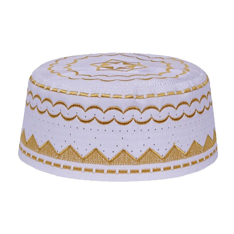 Chapeaux de prière islamiques pour hommes, en coton brodé, pour le Ramadan, Kippa juive, Turban arabe du Moyen-Orient, Casquette Saoudienne et des Émirats Arabes Unis