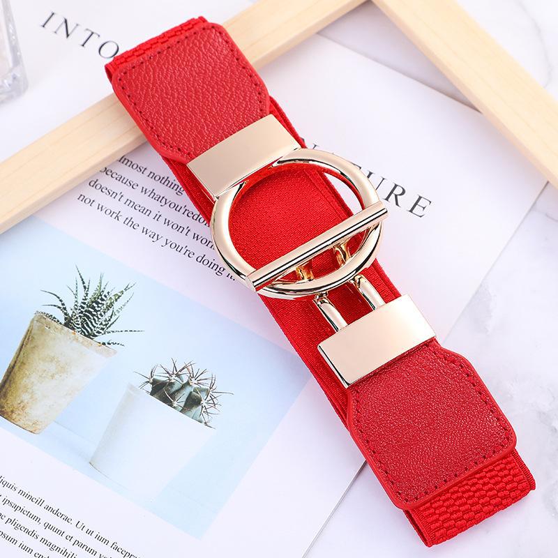 Ceinture élastique fine pour robes pour femmes, ceinture fine rétro extensible avec boucle dorée