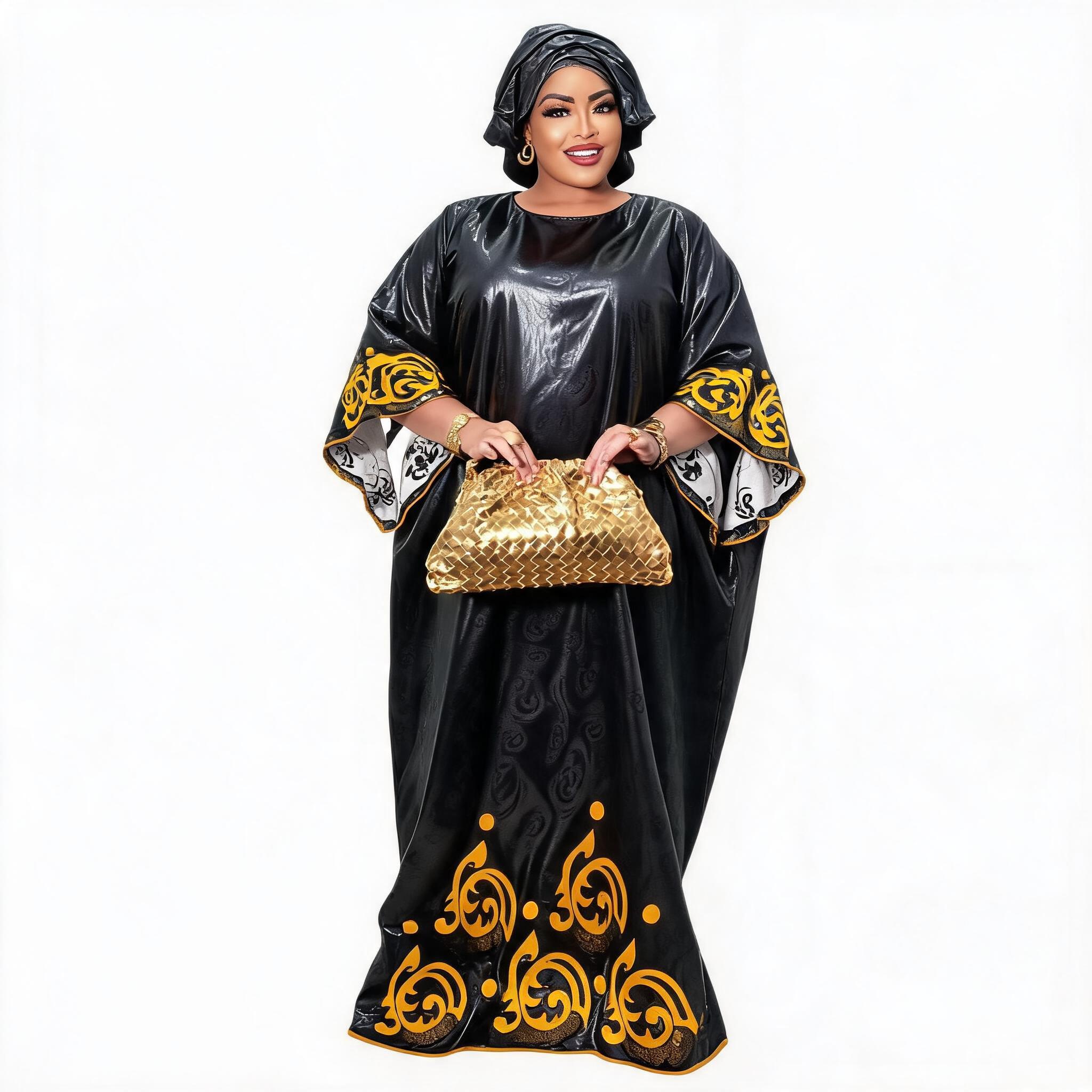Robes africaines pour femmes grande taille, robe longue avec écharpe, design brodé Bazin Riche
