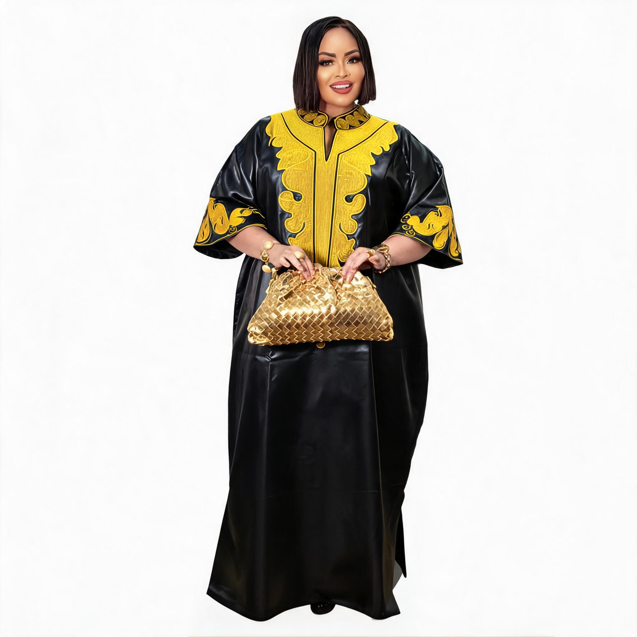 Robe africaine pour femmes, abaya brodée, grande taille, élégante, pour fête ou église, sans foulard