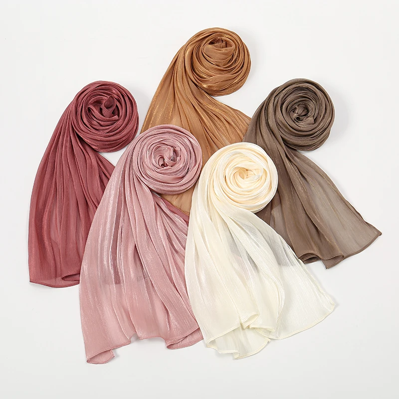 Hijab musulman, foulard, couvre-chef pour femmes musulmanes, châle en soie scintillante islamique, foulards de luxe 180*70cm