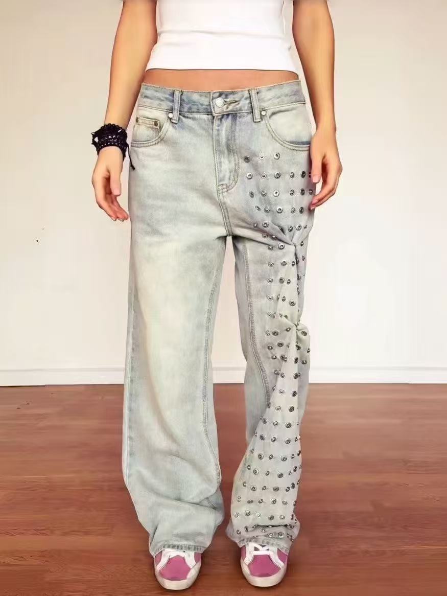 Pantalon en jean baggy pour femme, style Y2K japonais Harajuku, coupe large, rétro américain, punk, Goblin Core, pantalon long, nouvelle tendance