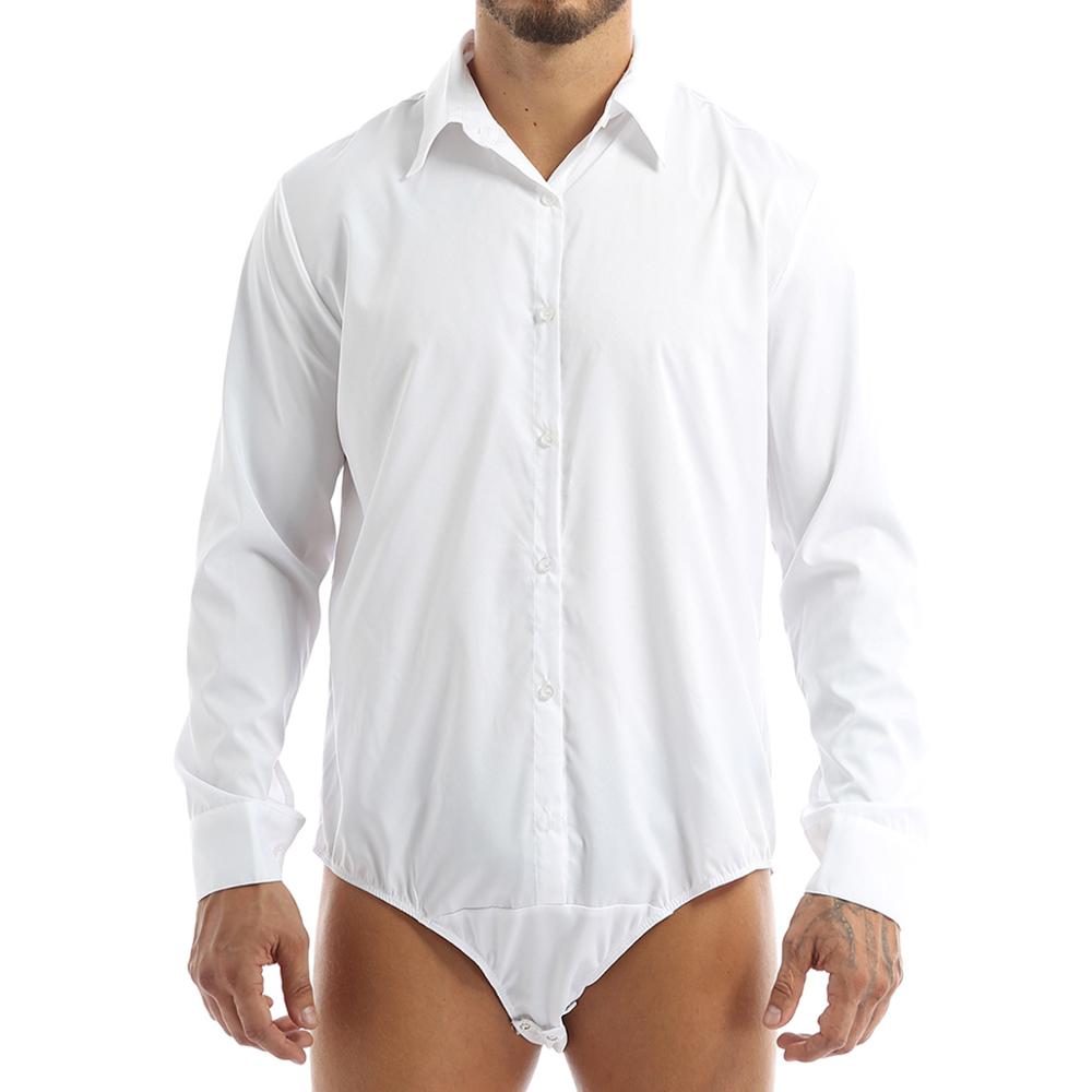 MSemis-Costume de batterie pour hommes adultes, chemise à col rabattu, manches longues, boutonné, entrejambe à pression, barboteuse décontractée, corset