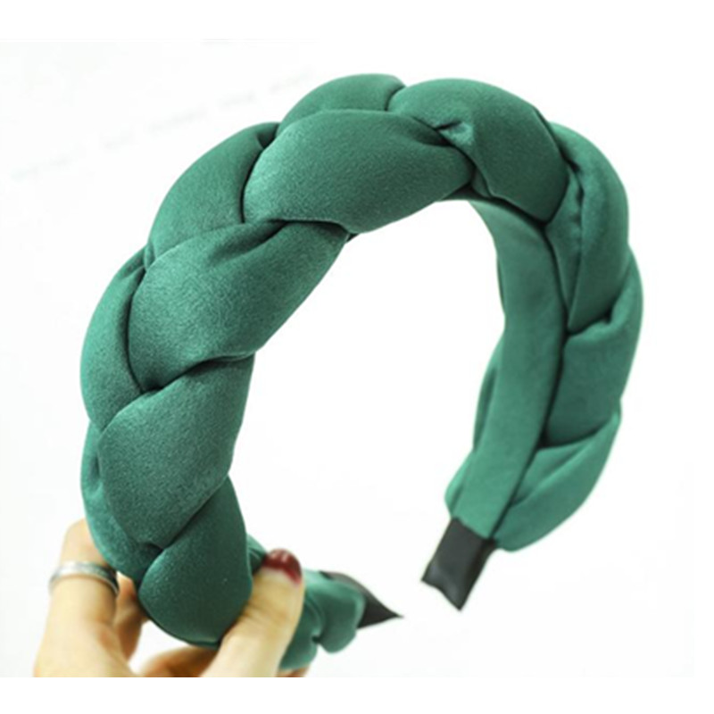 Bandeau à tresses épaisses pour femmes, serre-tête rembourré en tissu de soie solide pour adultes, large cerceau pour cheveux, ornement de coiffure, hiver/automne