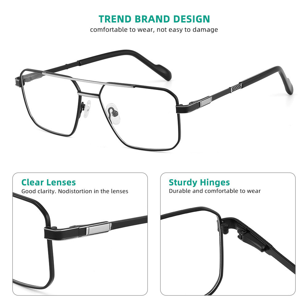 Lunettes de luxe pour hommes, verres à lumière bleue, monture de lunettes pour hommes, verres gradués blueretro pour hommes, lunettes presbytes