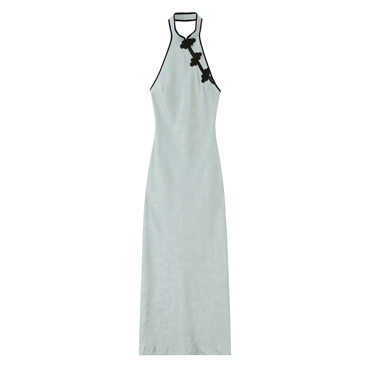 BSAY 2026 Robe Qipao mi-longue style chinois à col halter, boutons grenouille, jacquard, sans manches, moulante, élégante, pour femmes, idéale pour les soirées.