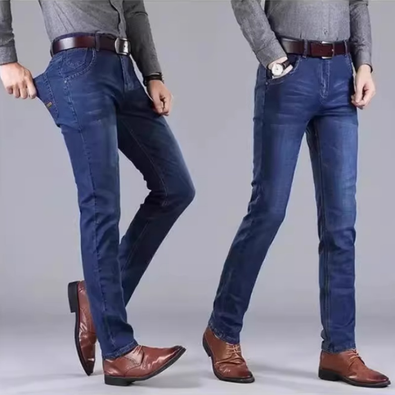 Nouveau Jean Homme 2025 – Coupe Droite Décontractée Extensible – Tendance Classique Bleu Noir – Pantalon de Travail en Denim – Vêtements Masculins