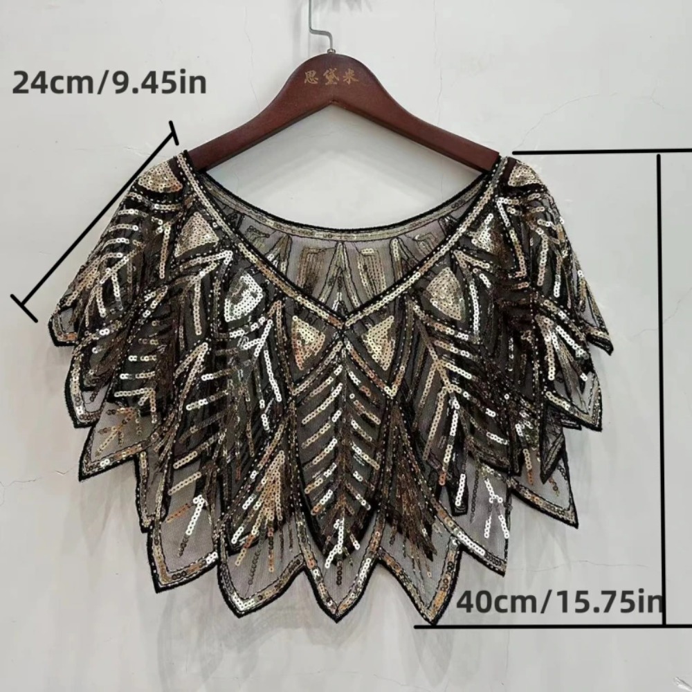 Élégant châle-cape d'été sans manches en polyester à col en V, orné de perles, 6 couleurs, pour femme