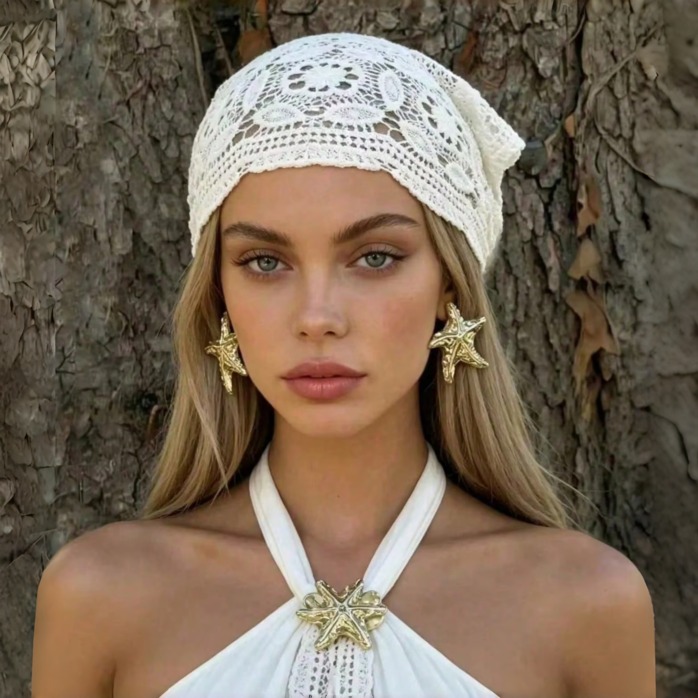 Foulard en dentelle tricotée au crochet, adapté aux vacances à la plage, à un usage quotidien, respirant, protection solaire, 1 pièce