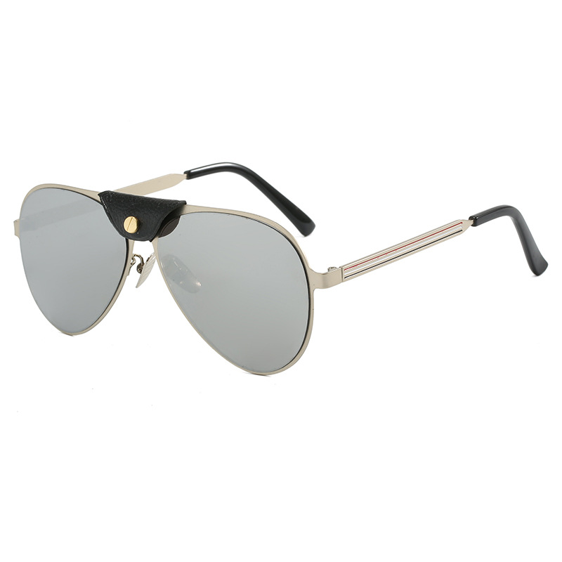Lunettes de soleil de luxe pour femmes, nouvelle coque en cuir, lunettes de soleil Punk à grande monture, lunettes rétro européennes et américaines, oculaires ovales pour hommes