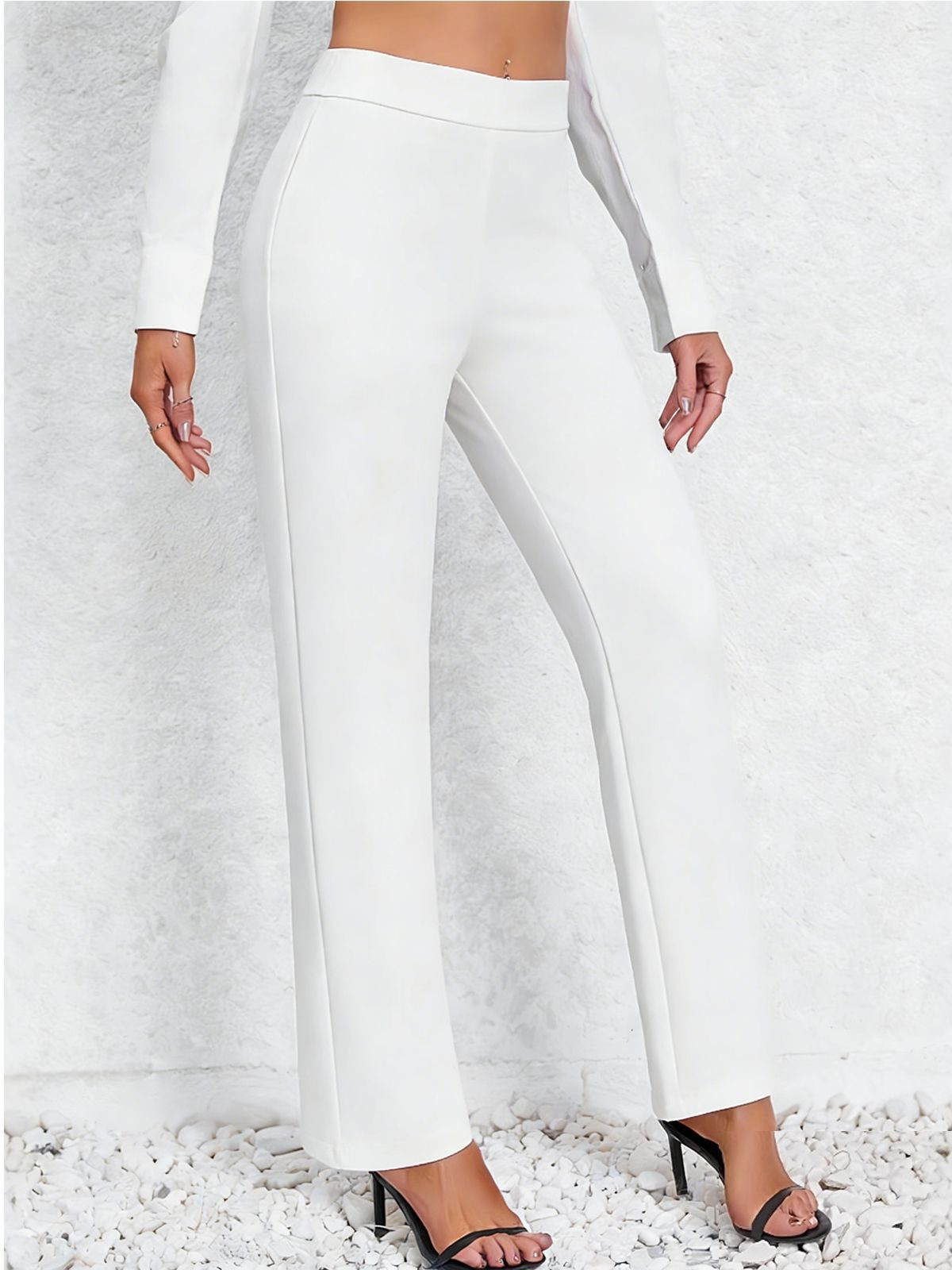 Pantalons décontractés à jambes droites et taille haute, de couleur unie, populaires en Europe et en Amérique, pour le printemps et l'été