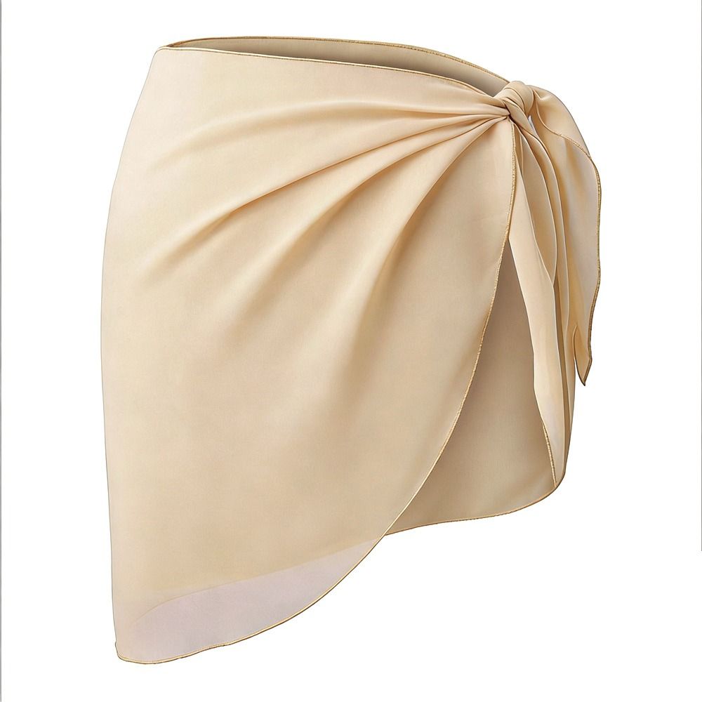 Robe de plage en mousseline de soie courte avec protection UPF, cache-maillot de bain, design portable, tissu transparent, paréo de bikini