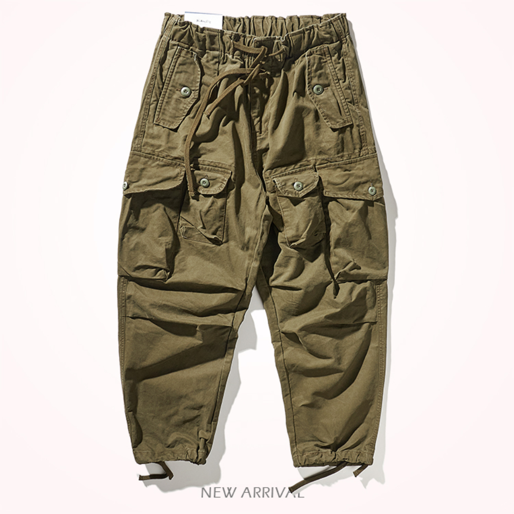 Optique-Pantalon ample kaki pour homme, pantalon droit avec cordon de serrage, pantalon décontracté multi-poches Joker, pantalon d'outillage