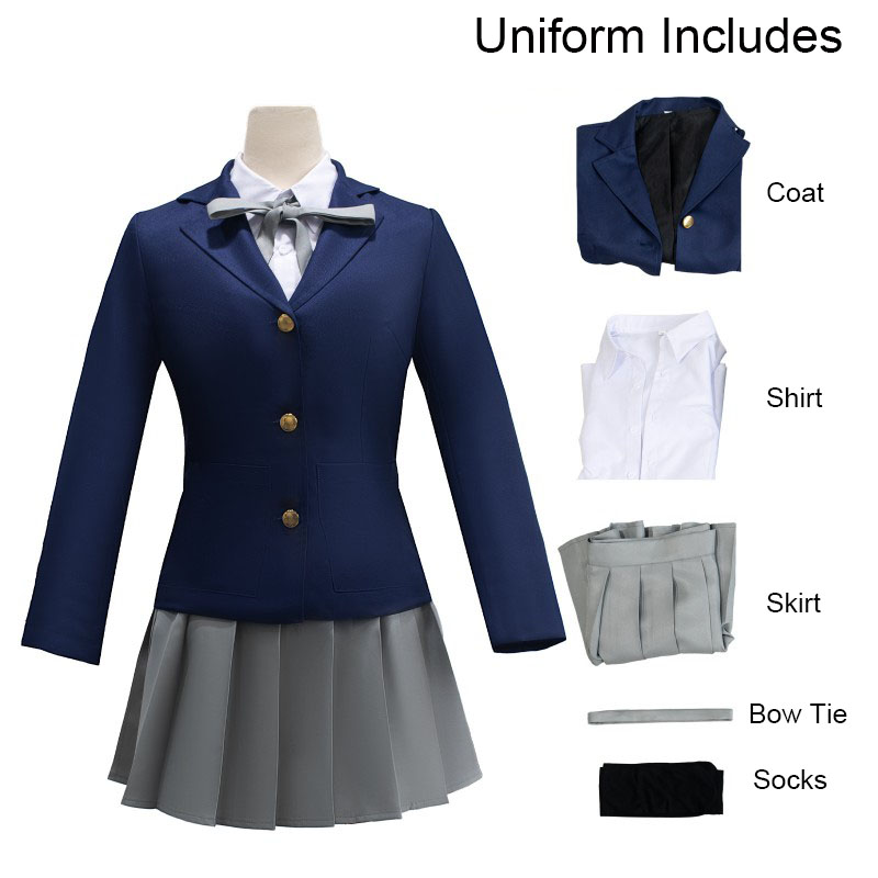 K-ON! Costumes Akiyama Mio Cosplay uniforme scolaire Anime femmes JK uniforme jupe bande dessinée Cosplayer perruques couvre-chef Halloween