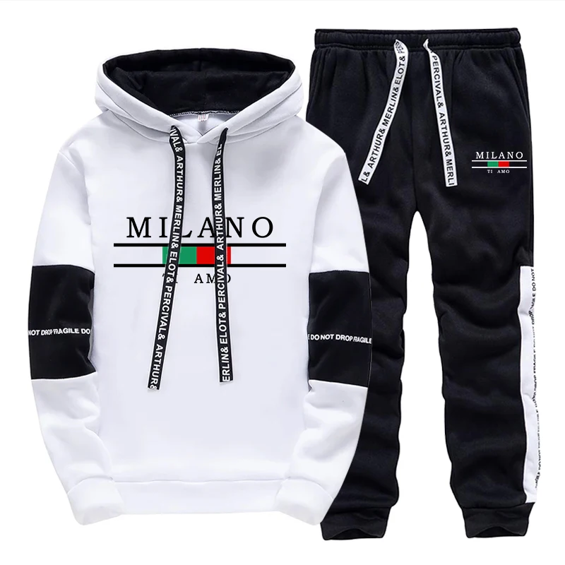 Ensemble de survêtement décontracté pour homme : sweat à capuche et pantalon de jogging pour le sport en extérieur