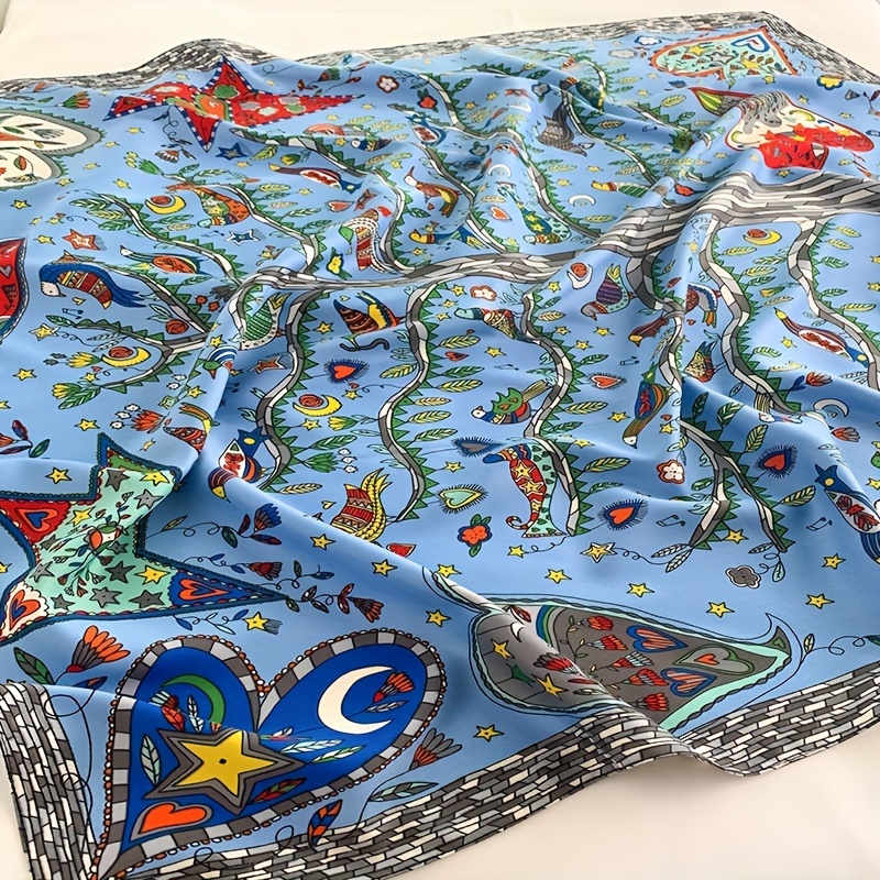 Foulard Carré en Coton Sergé pour Femme, Châle Imprimé de Luxe, Hijab, Bandana, Pashmina, 90x90cm, 2024