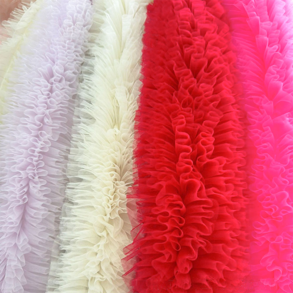 Tissu créatif en dentelle et Tulle plissé multicouche, couture pour jupe à bulles, robe de soirée, voile de mariée, bord à volants, matériel de vêtements pour filles