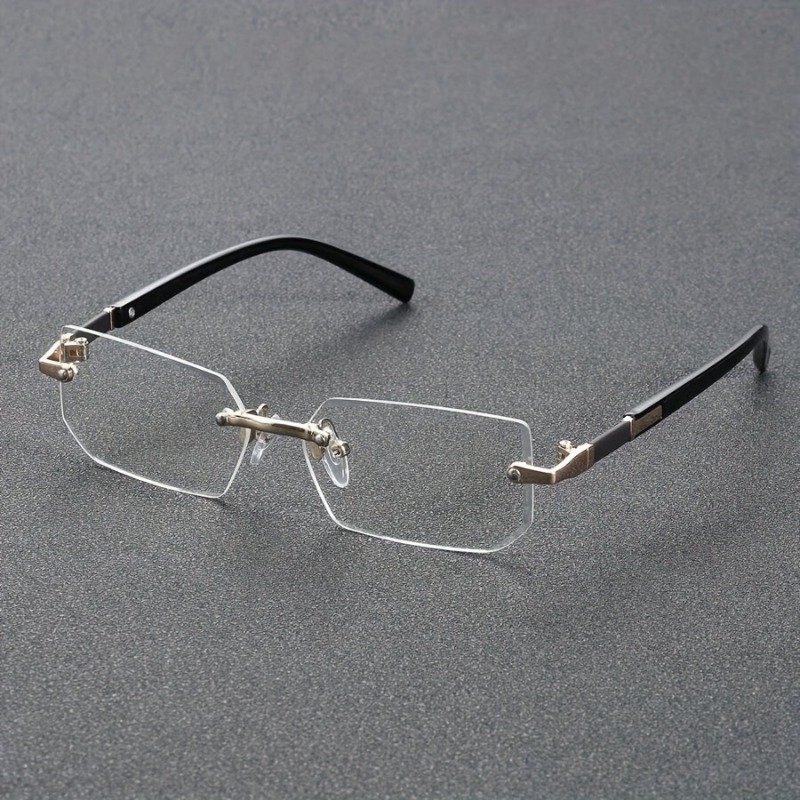1 paire de lunettes carrées sans monture minimalistes et tendance pour hommes, adaptées à un usage quotidien, à la maison et pour la photographie