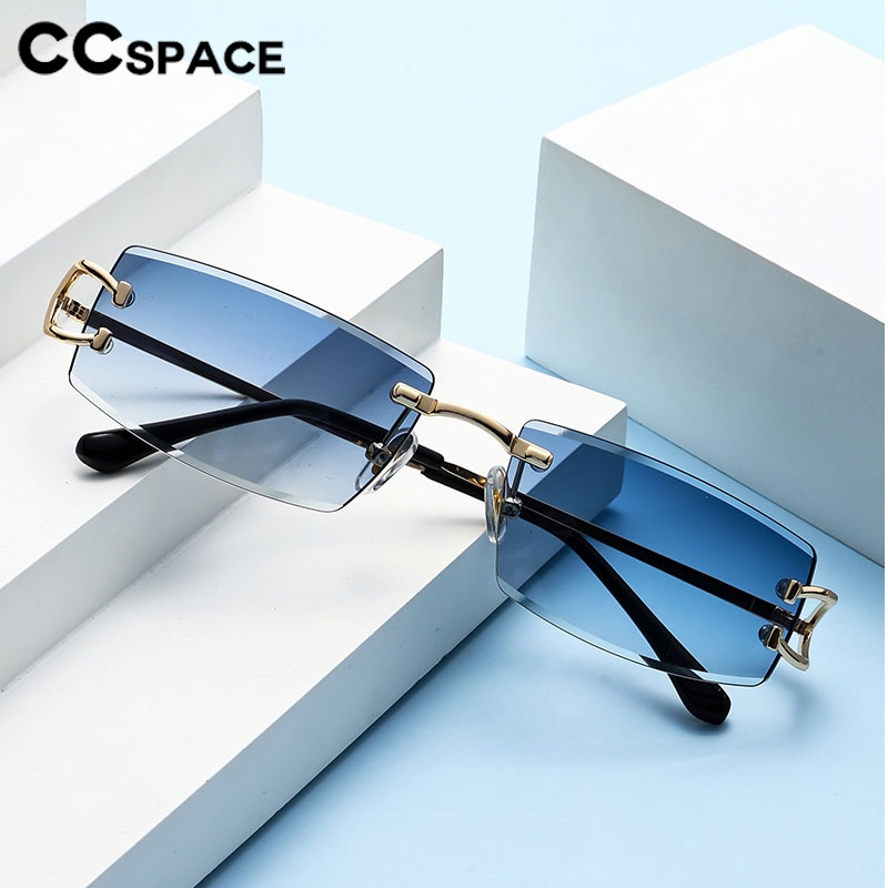 Lunettes de soleil carrées sans monture pour femmes, lunettes de soleil dégradées, lunettes de soleil décontractées, protection solaire, créateur de marque, luxe, nouveau, 300409