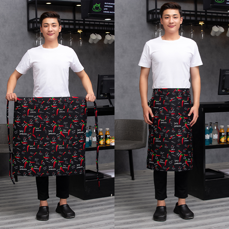 Tablier de cuisine de restauration pour femmes/hommes avec poches travail Mandil nettoyage tablier Restaurant Chef tablier magasin serveur uniforme de travail