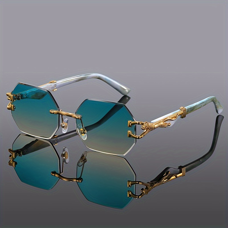 Lunettes de soleil classiques sans monture de marque de luxe pour hommes et femmes, style rétro vintage punk, verres dégradés, monture en métal