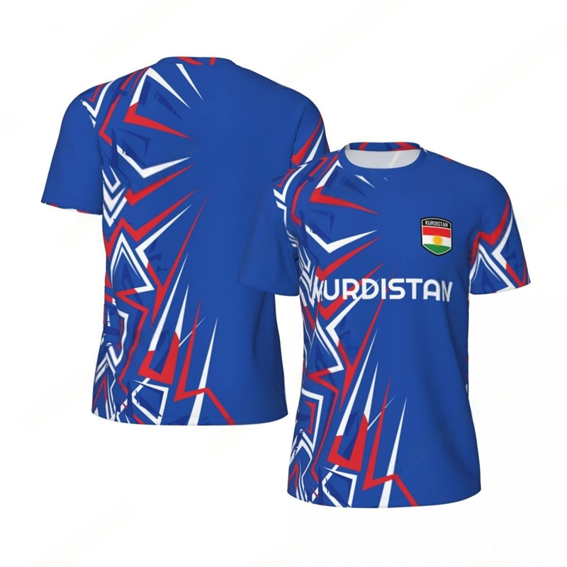 Mode Kurdistan drapeau graphique Football T-shirts pour hommes tendance 3D emblème National imprimé sport T-shirts en vrac respirant T-shirts