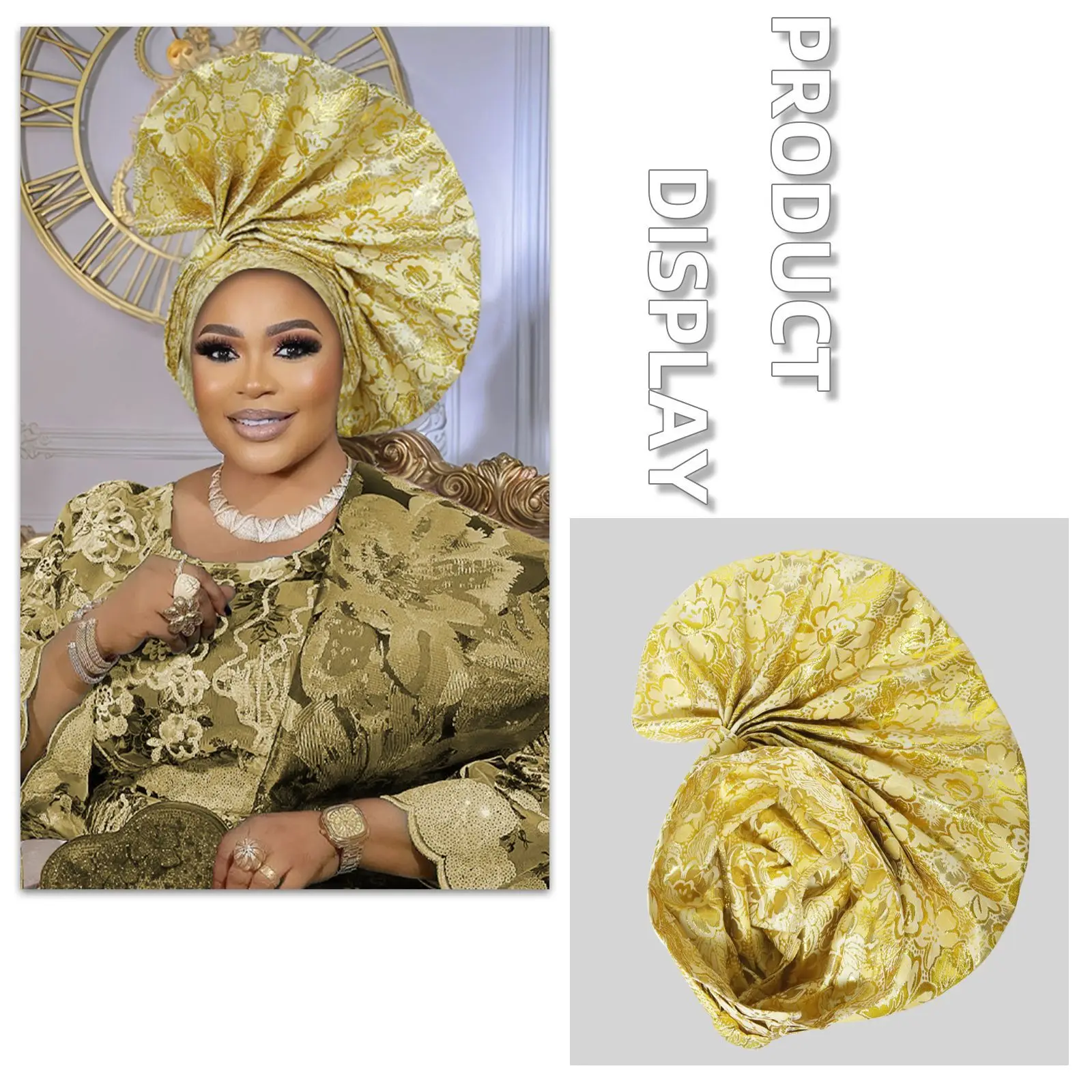 Couvre-chef en forme d'éventail exagéré pour femmes, couvre-chef pour dames africaines, couvre-chef pour fête de mariage, casquettes Turban féminines