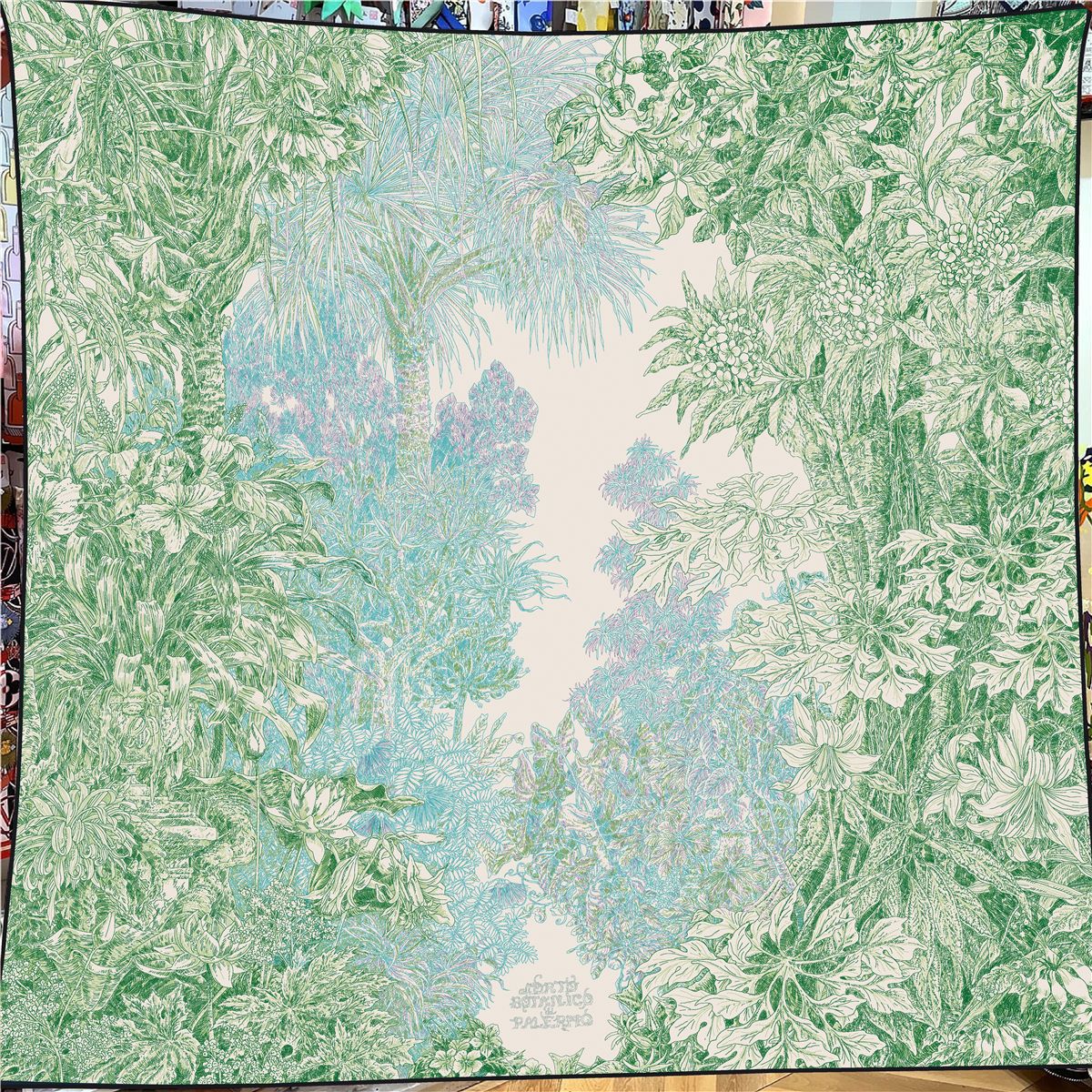 30% soie 70% cachemire écharpe femmes plantes roulées à la main, fleurs de la Jungle imprimer foulards carrés enveloppes Bandana grands Hijabs femme