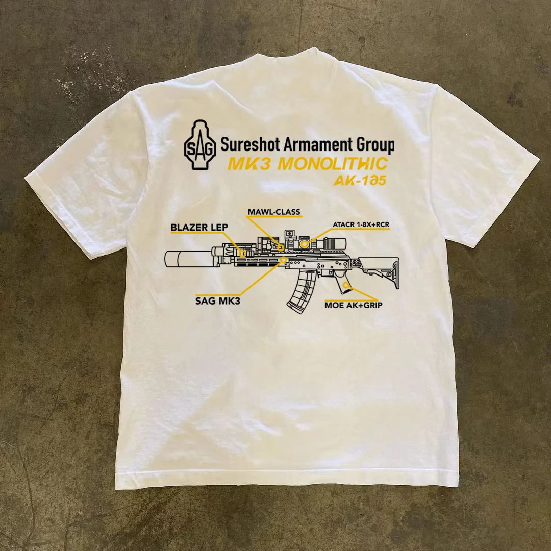 Graphique pour hommes en SAG MK3 T-Shirt 100% coton évacuant la transpiration respirant haute qualité T-Shirt décontracté pour les passionnés militaires