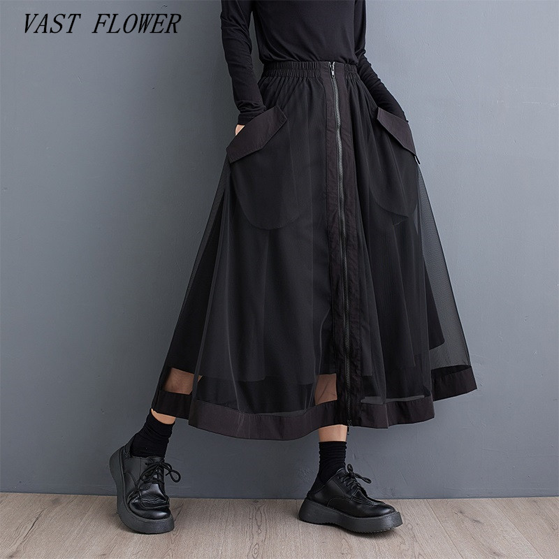 Maille surdimensionnée vintage élastique taille haute printemps été automne décontracté ample longue pour femme jupes femmes 2025 jupe vêtements
