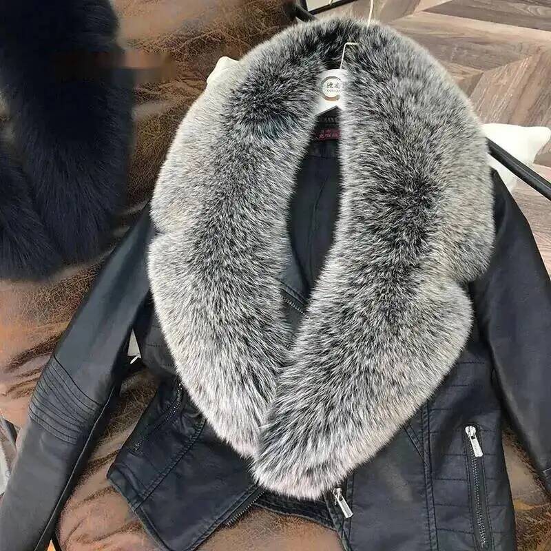 Nouvelle Collection Hiver – Manteau Femme avec Col en Fourrure de Renard 100% Naturelle, Châle Détachable et Écharpe Chaude de Luxe Grande Taille pour Dames