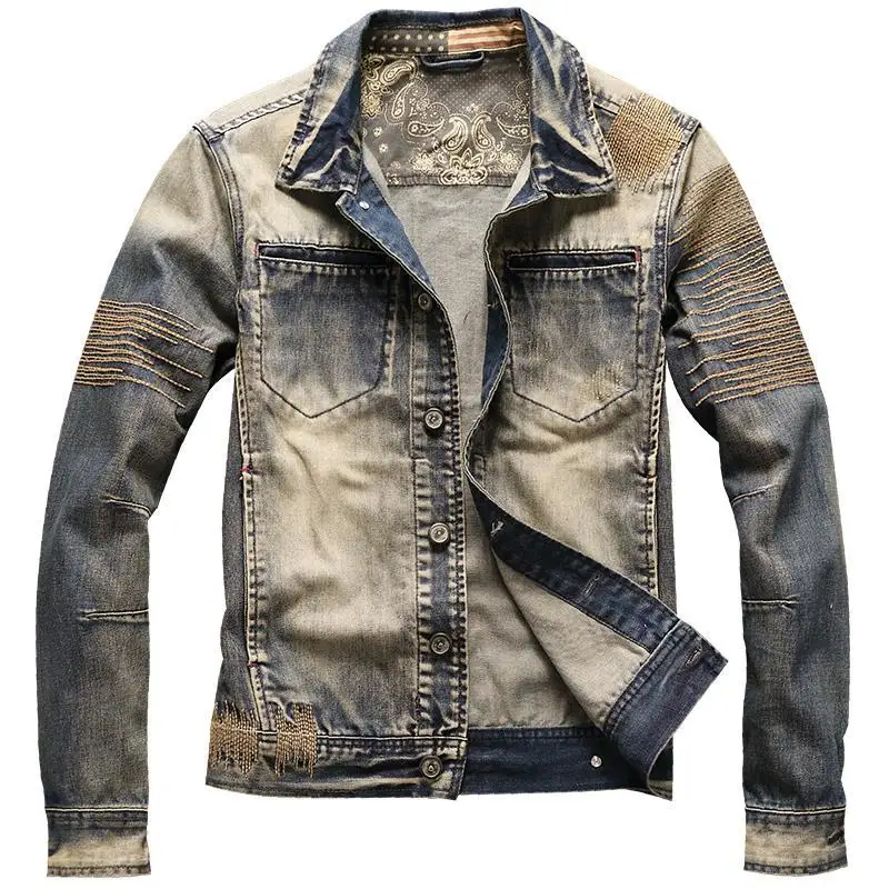 Manteau de cowboy pour hommes automne corée Vintage mode de tissu vestes en jean décontractée homme à faible coût vêtements pour hommes Lxury vêtements d'extérieur taille L Joker