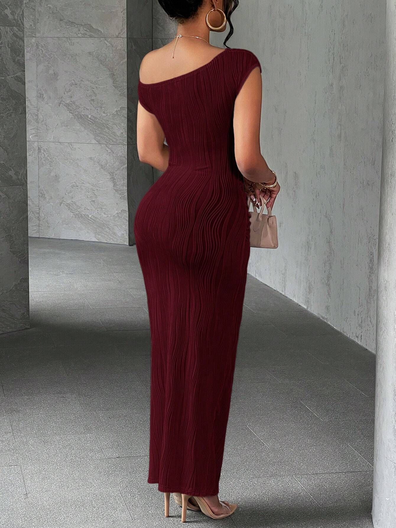 Robe longue élégante pour femmes, froncée, épaules dénudées, moulante, Maxi, tenue élégante pour rendez-vous, soirée, événements et célébrations