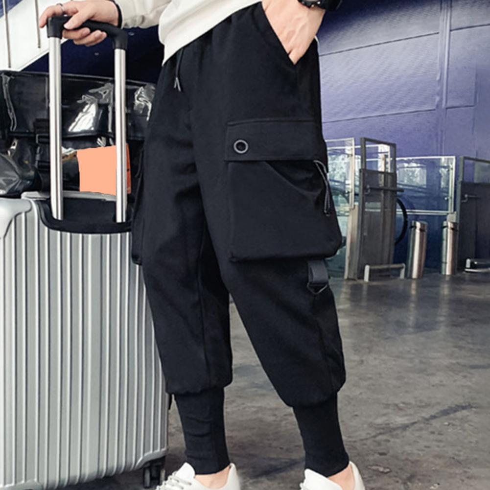 Pantalon cargo monochrome pour homme, pantalon de survêtement multi-poches, tissu respirant, Wstring de proximité, taille élastique