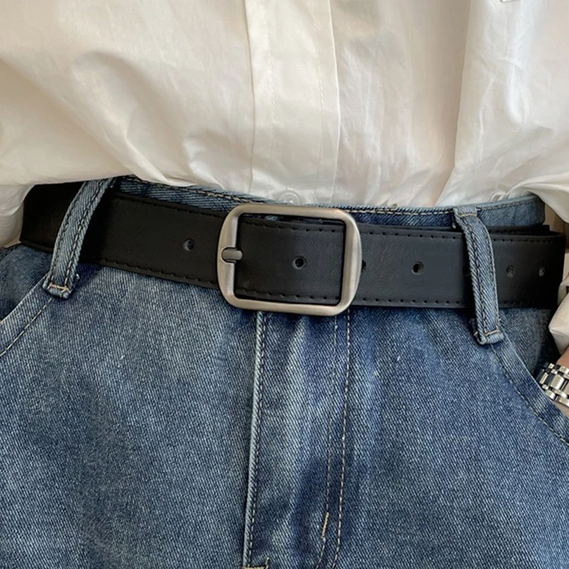 Ceinture en cuir PU de haute qualité pour femmes, ceinture vintage noire et marron, ceinture décontractée tendance pour jeans, pantalons, tenues quotidiennes