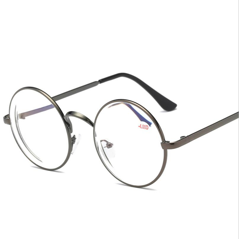Lunettes rondes en métal pour myopie, monture dorée, avec degrés, pour femmes et hommes, Anti-lumière bleue, lunettes de Prescription à courte vue-1.0 -1.5 à-4.0