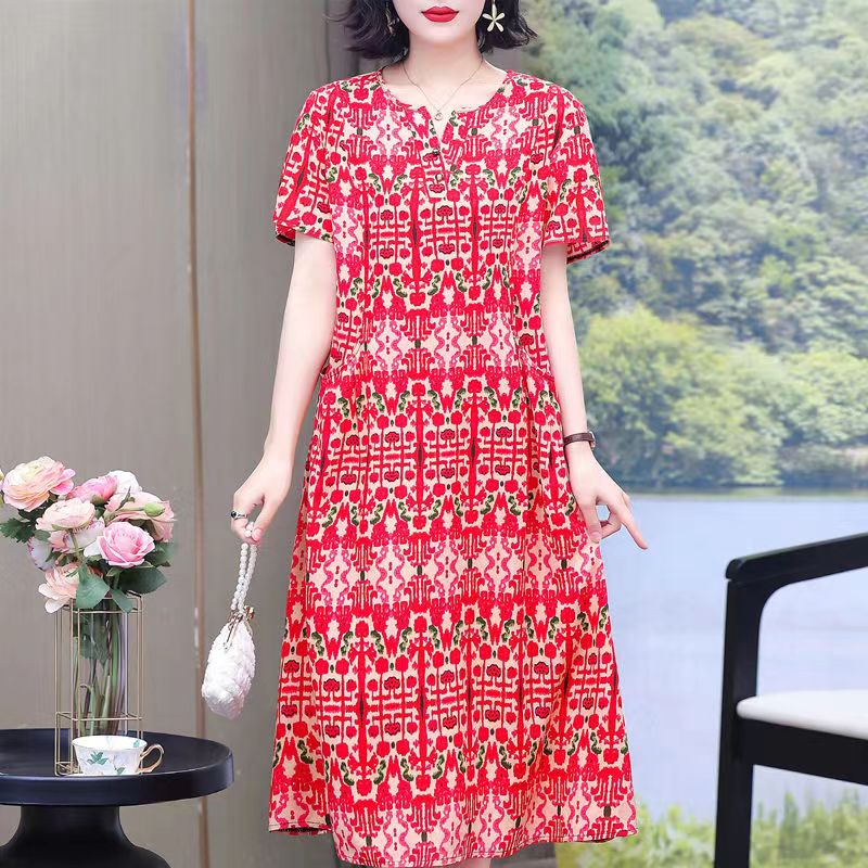 2025 Robe grande taille Robe d'été Robe Femme femmes décontracté à manches courtes Boho Vintage imprimé Robe longue plage
