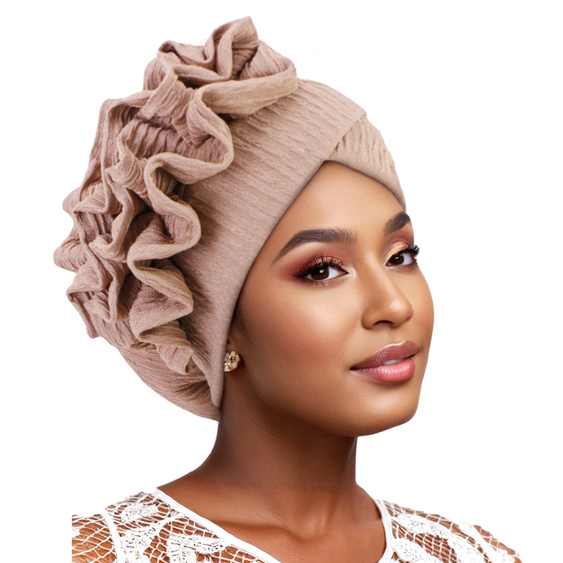 Nouveau musulman à volants fleur élégant Turban chapeau pour femmes Bonnet solide chapeau élastique Islam bonnets chapeaux Ramadan chimio casquette