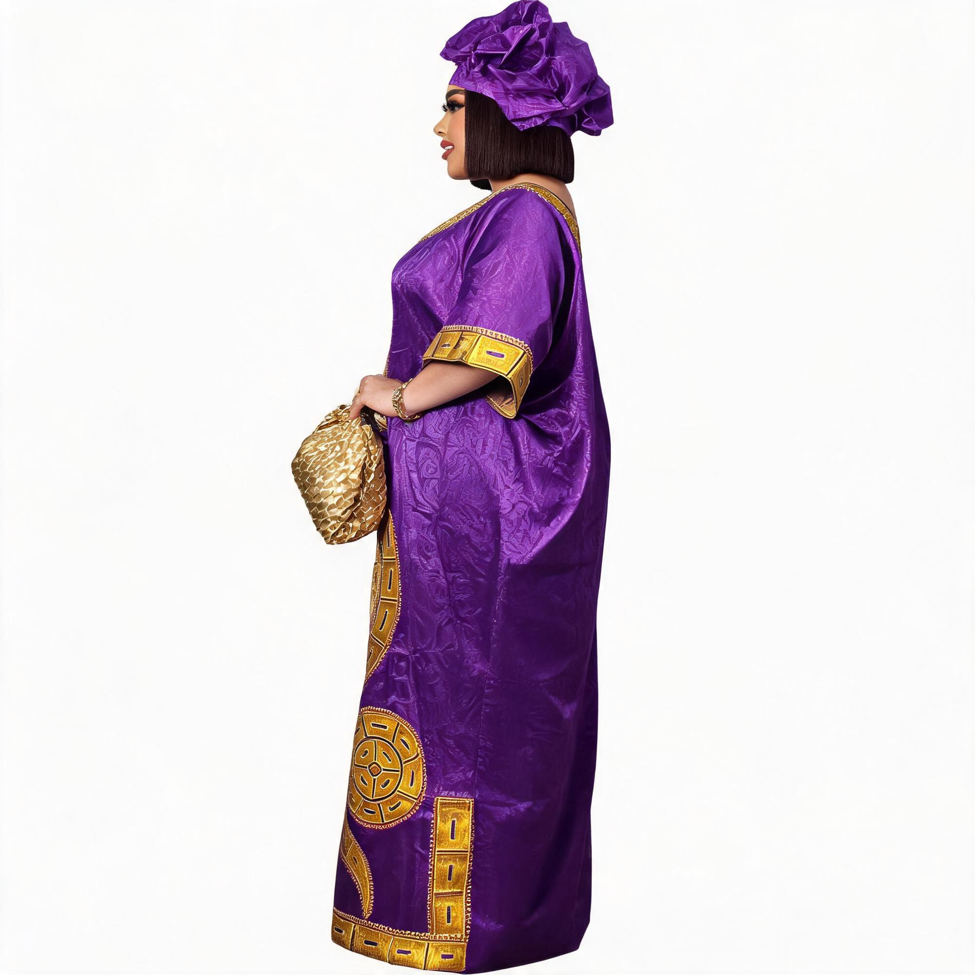Robes africaines pour femmes grande taille, robe longue avec écharpe, design brodé Bazin Riche