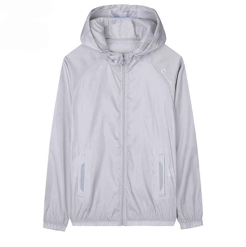 Summer Sun Protection Clothing Mens Casual Lightweight Ice Silk UV Protective Hooded Windbreaker Jacket Hiking Fishing Skin Coat