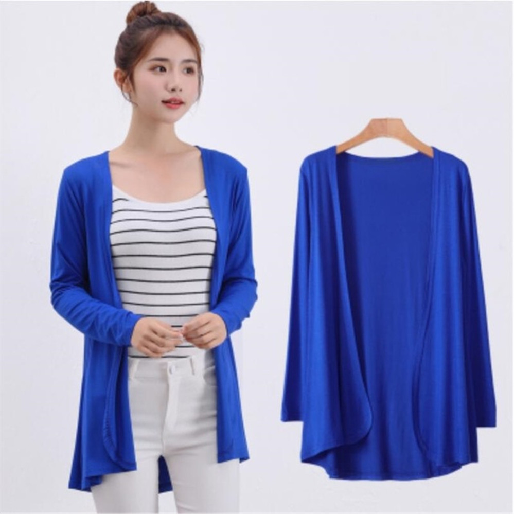Cardigan Modal coréen pour femmes, châle pour dames, pull en coton, manches longues, manteaux fins décontractés, été automne 2024