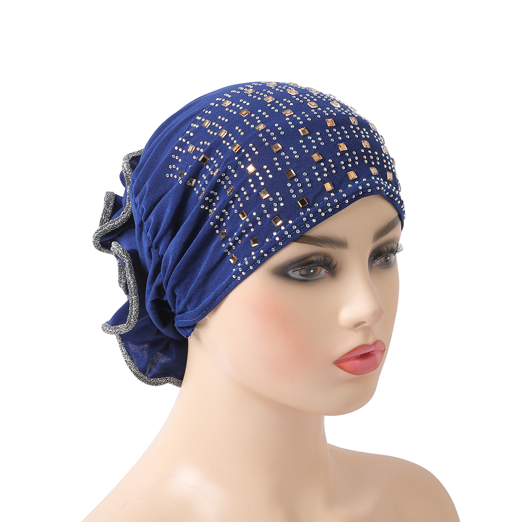 Chapeaux musulmans de haute qualité avec des biscuits de kirchen, écharpe islamique à enfiler avec des fleurs sur le dos, turban, bonnet hijab, casquettes intérieures, H008