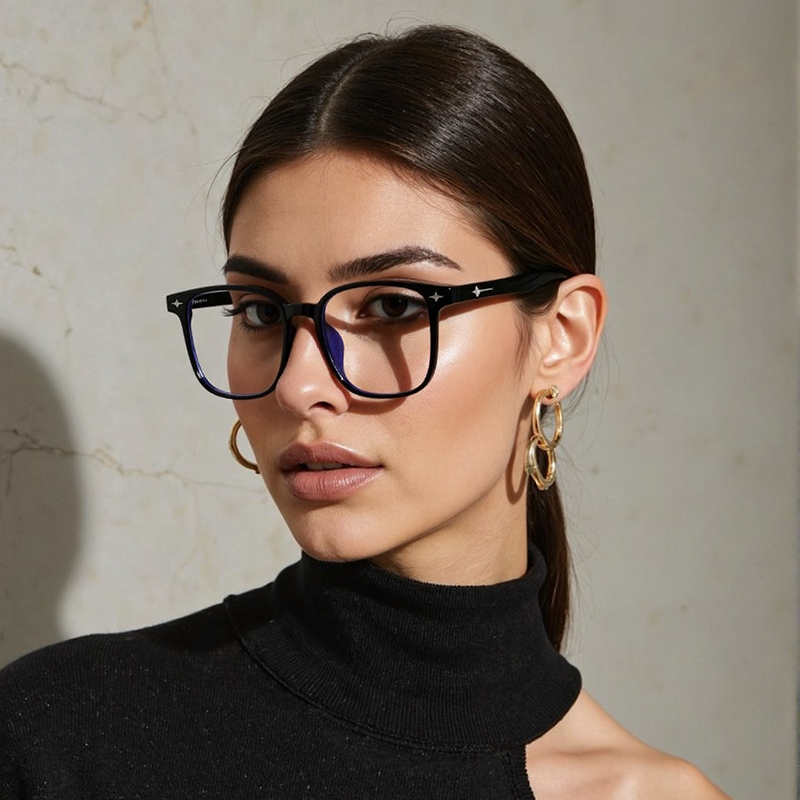 Lunettes à monture décorative étoiles pour hommes et femmes, carrées, tendance, Anti-lumière bleue, accessoire de bureau en plein air à la mode