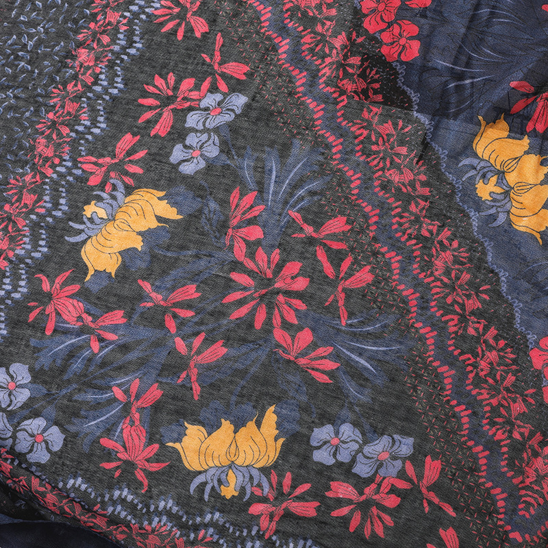 2023 Femmes Mode Petit Polka Floral Gland Viscose Châle Écharpe Imprimé Voile Wrap Bandeau Bufandas Musulman Hijab Sjaal 125*125Cm