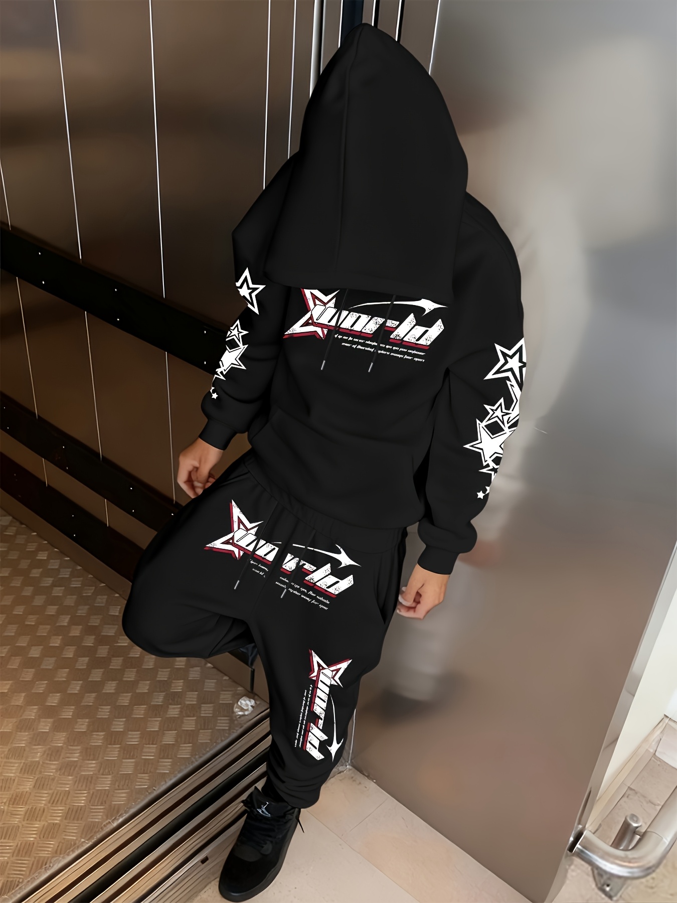 Ensemble sweat à capuche homme automne/hiver 2026 - Confortable et doux avec imprimé lettres - Style décontracté rétro streetwear pour homme
