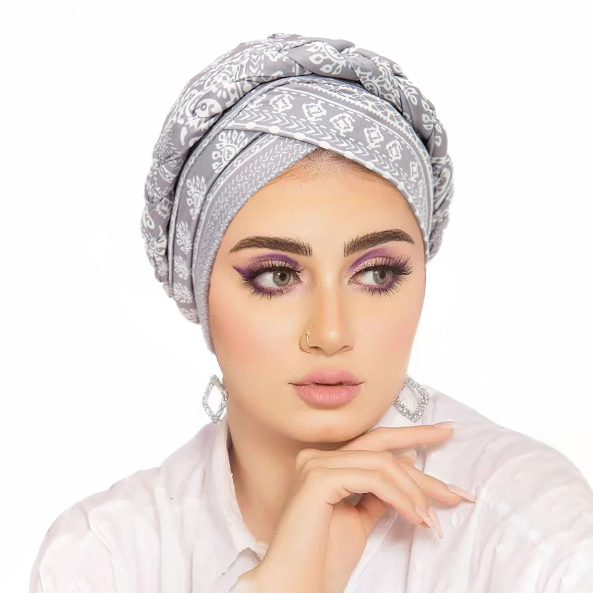 Foulard de tête pour femmes musulmanes, Turban imprimé tendance, Bonnet Hijab, perle blanche, intérieur, Turban enveloppant arabe