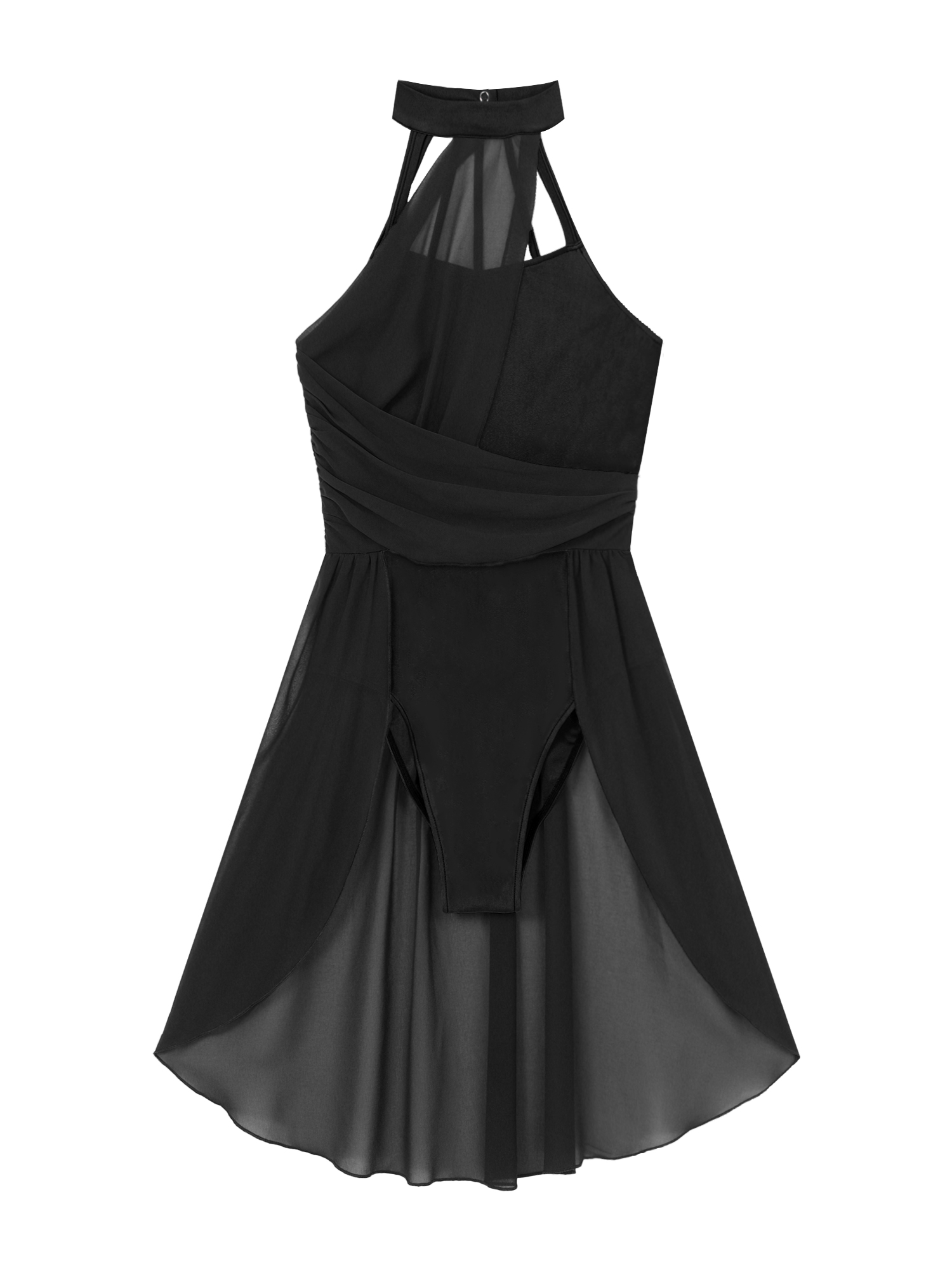 Robe de danse lyrique de Ballet sans manches pour femmes, en mousseline de soie creuse, justaucorps de danse contemporaine, Costume de spectacle sur scène