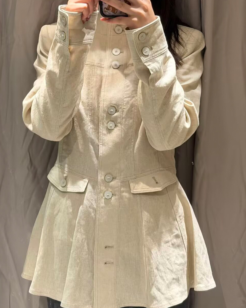 Veste Femme 2026 Nouvelle Collection Printemps-Automne Manches Longues Mélange Lin Coupe Ajustée Tendance Personnalité Vêtement d'extérieur Féminin